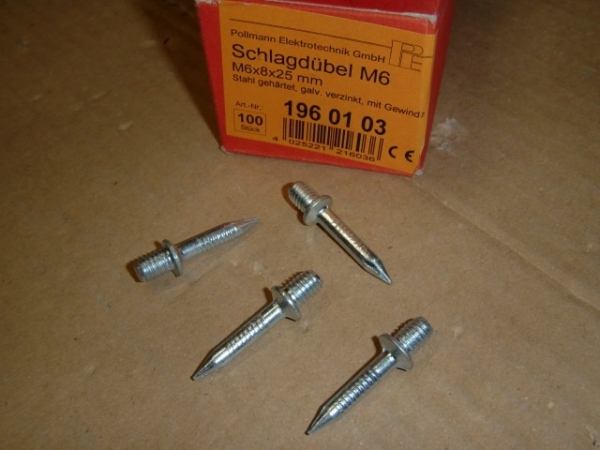 Schlagdübel M6x8x25mm FixPin Beton-Einschlag-Bolzen M6 (Pack á 100 Stück)